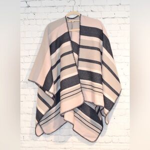 Boho Striped Wrap Shawl Kimono Poncho